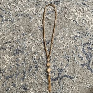 Gold Necklace with three opaque stones • 21” long